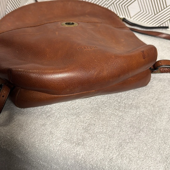 Margot New York Leather Backpack brown adjustable straps large soft lined inside main image 14